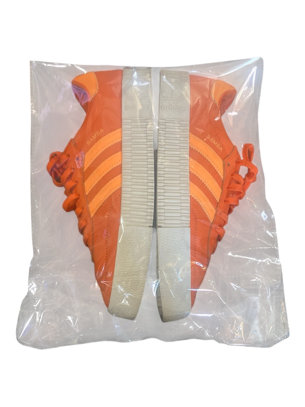 Orange Adidas Samba w/ Platform Sole & Fluorescent Stripes